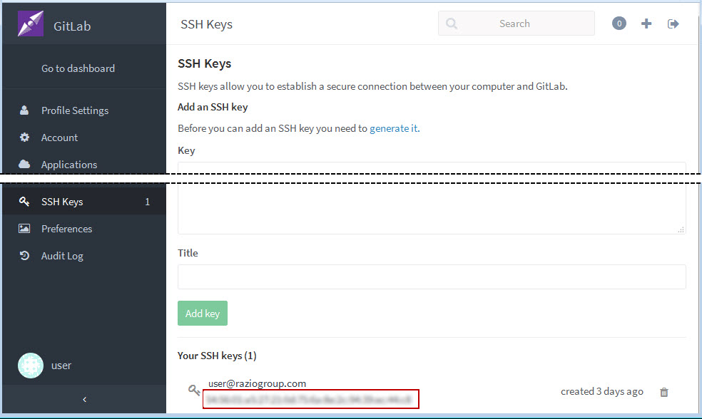 Проверка привязки ключа к учётной записи